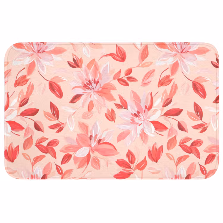 Badmat - Botanisch - Bloemen - Rood — 1