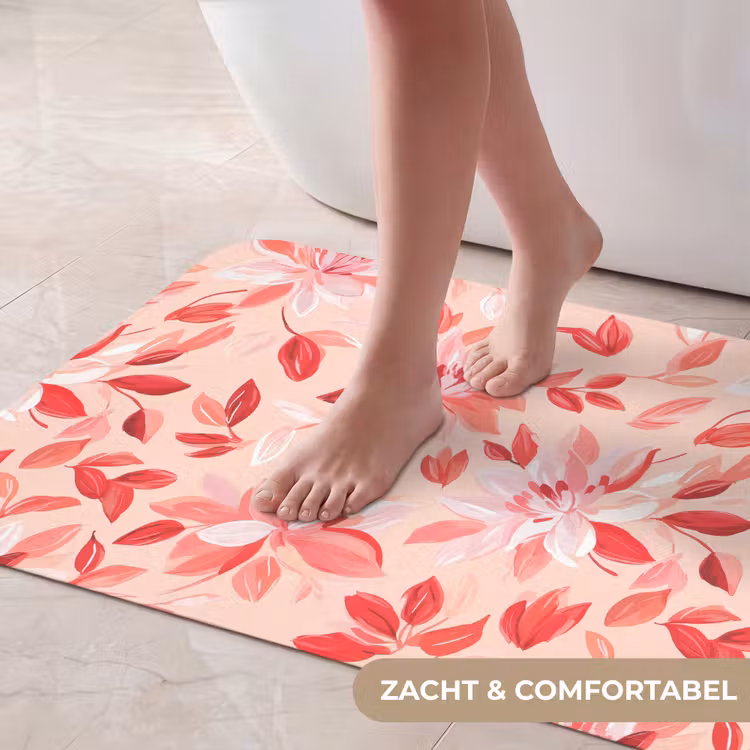 Badmat - Botanisch - Bloemen - Rood — 5