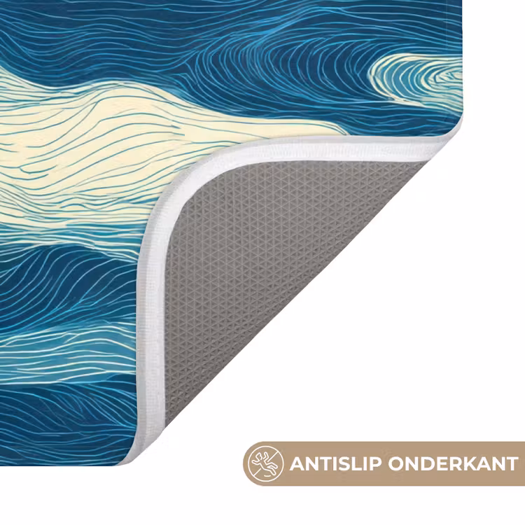 Badmat - Golven - Abstract - Patroon - Blauw - Wit — 3