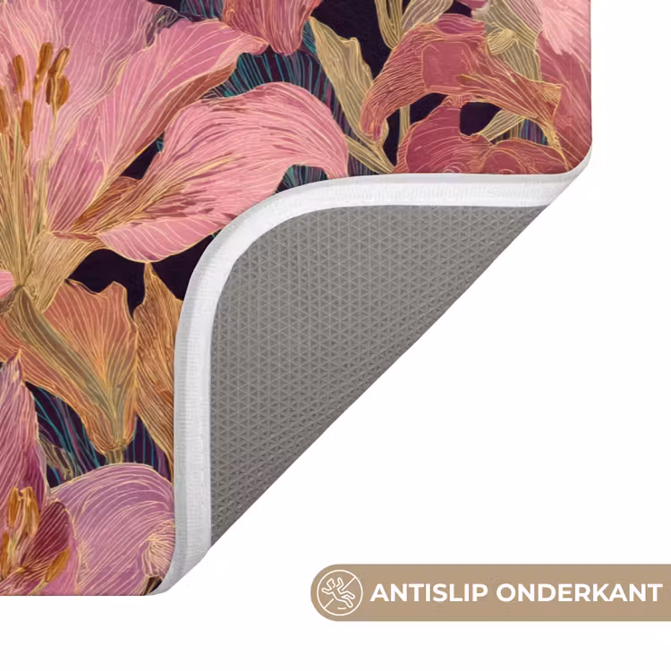 Badmat - Lelies - Patroon - Roze - Goud — 3