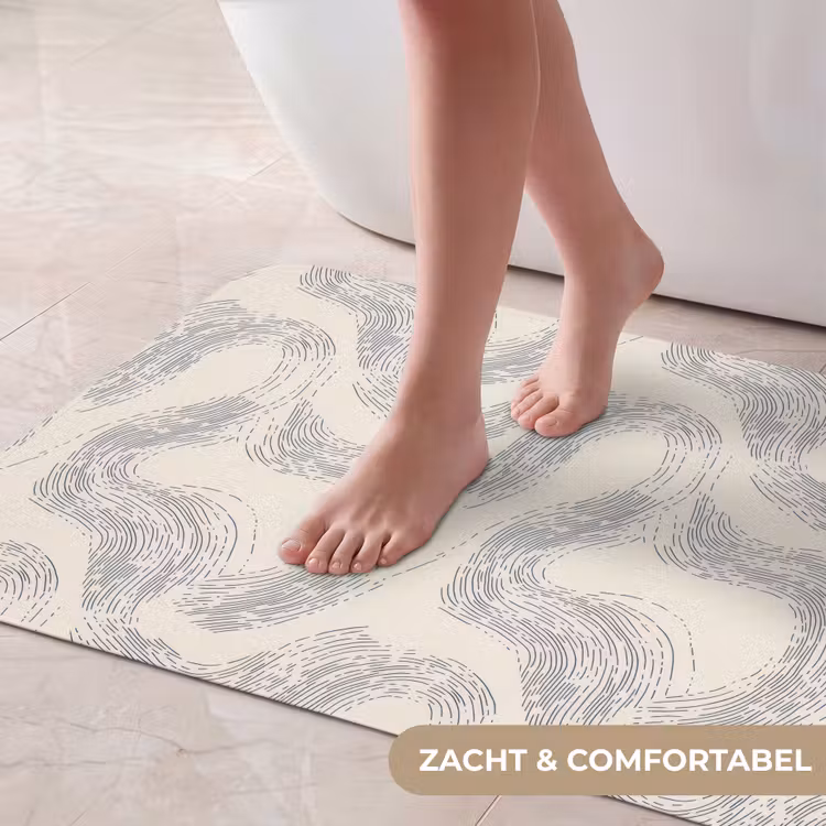 Badmat - Lijnen - Patroon - Beige - Minimalistisch — 5