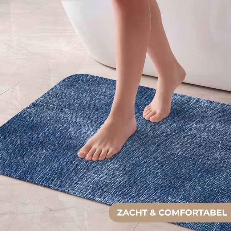 Badmat - Linnen - Textuur - Patroon - Denim - Rustiek — 5