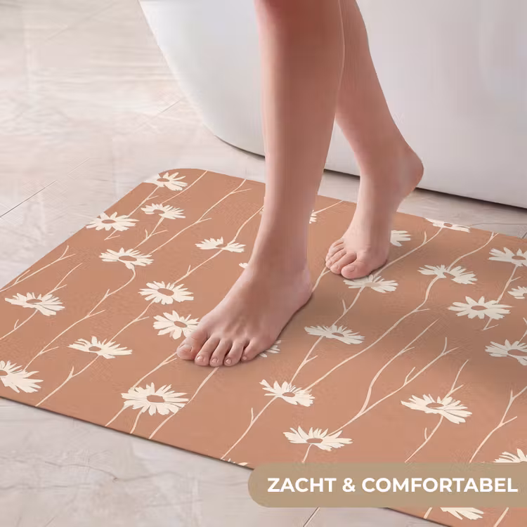 Badmat - Madeliefjes - Subtiel - Terracotta — 5