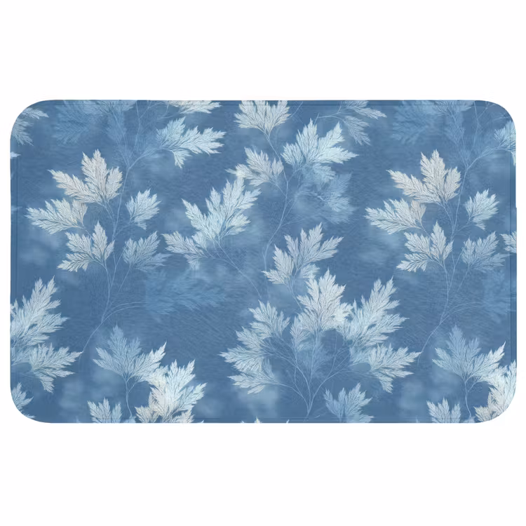 Badmat - Varen - Botanisch - Patroon - Grijsblauw — 1