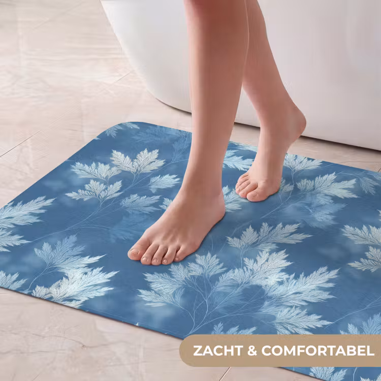 Badmat - Varen - Botanisch - Patroon - Grijsblauw — 5