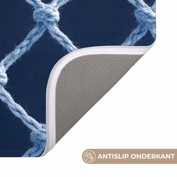 Badmat - Visnet - Touw - Patroon - Marineblauw — 3