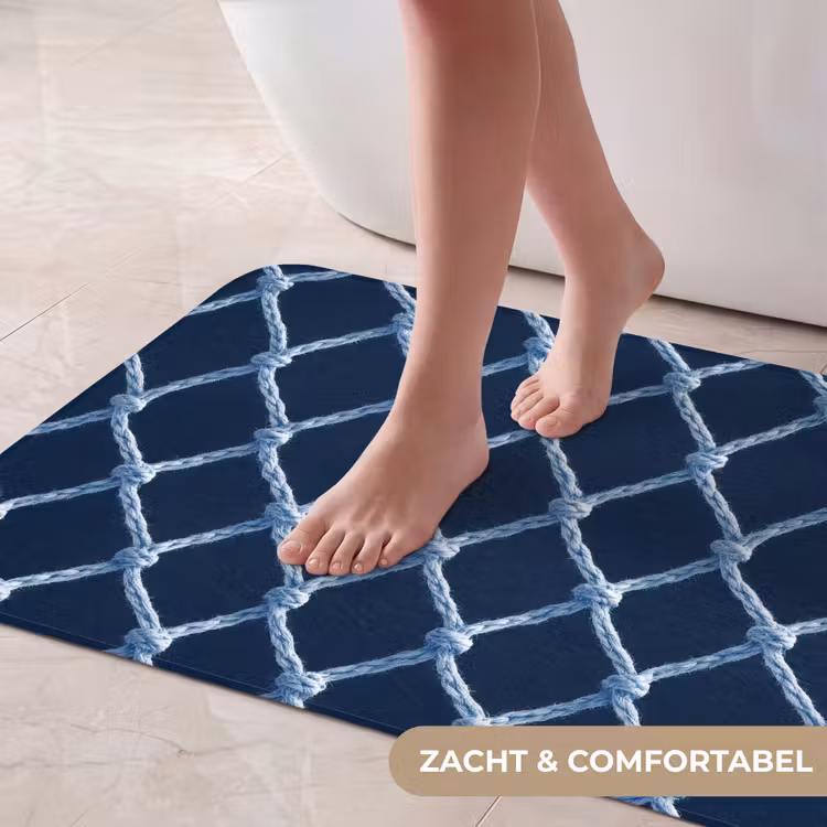 Badmat - Visnet - Touw - Patroon - Marineblauw — 5