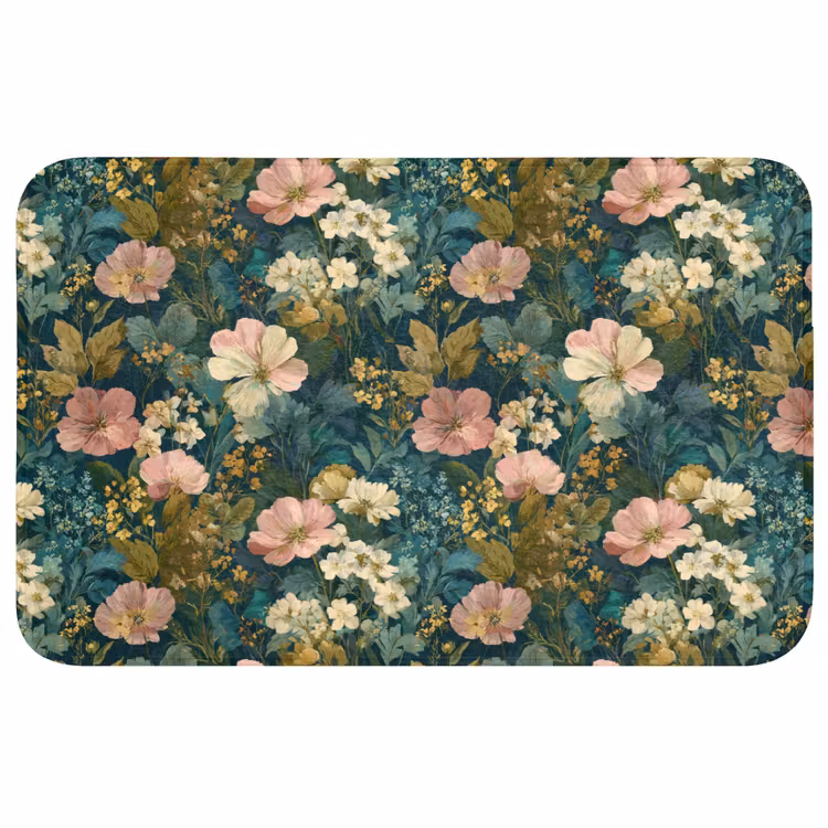 Badmat - Wilde bloemen - Botanisch - Patroon - Roze - Romantisch — 1