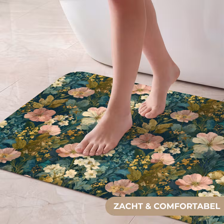 Badmat - Wilde bloemen - Botanisch - Patroon - Roze - Romantisch — 5
