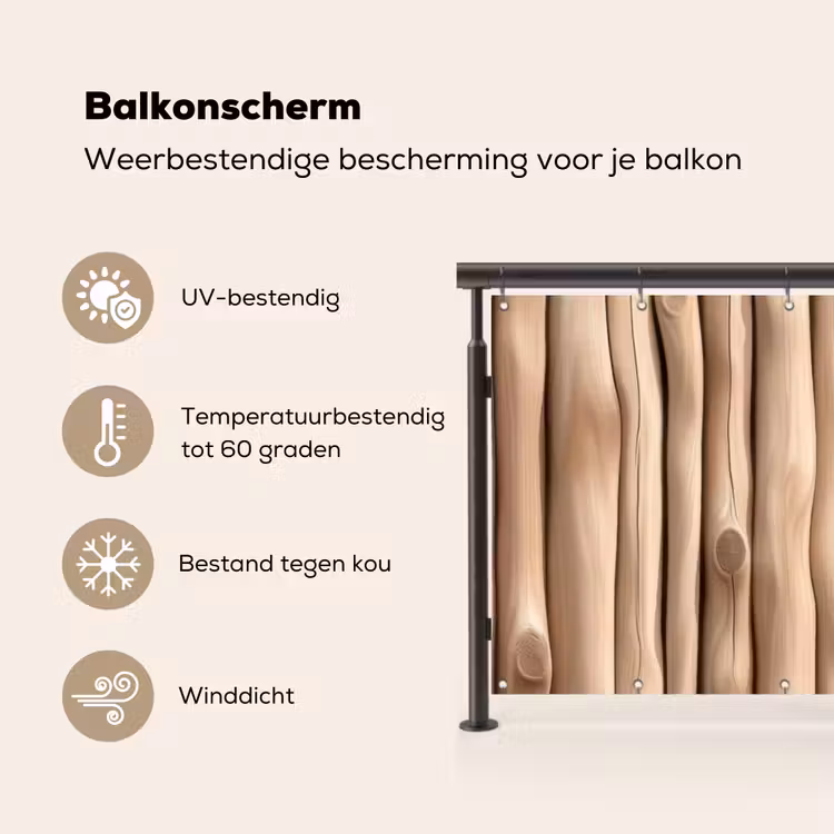 Balkonscherm - Hout - Stam - Lichtbruin — 3