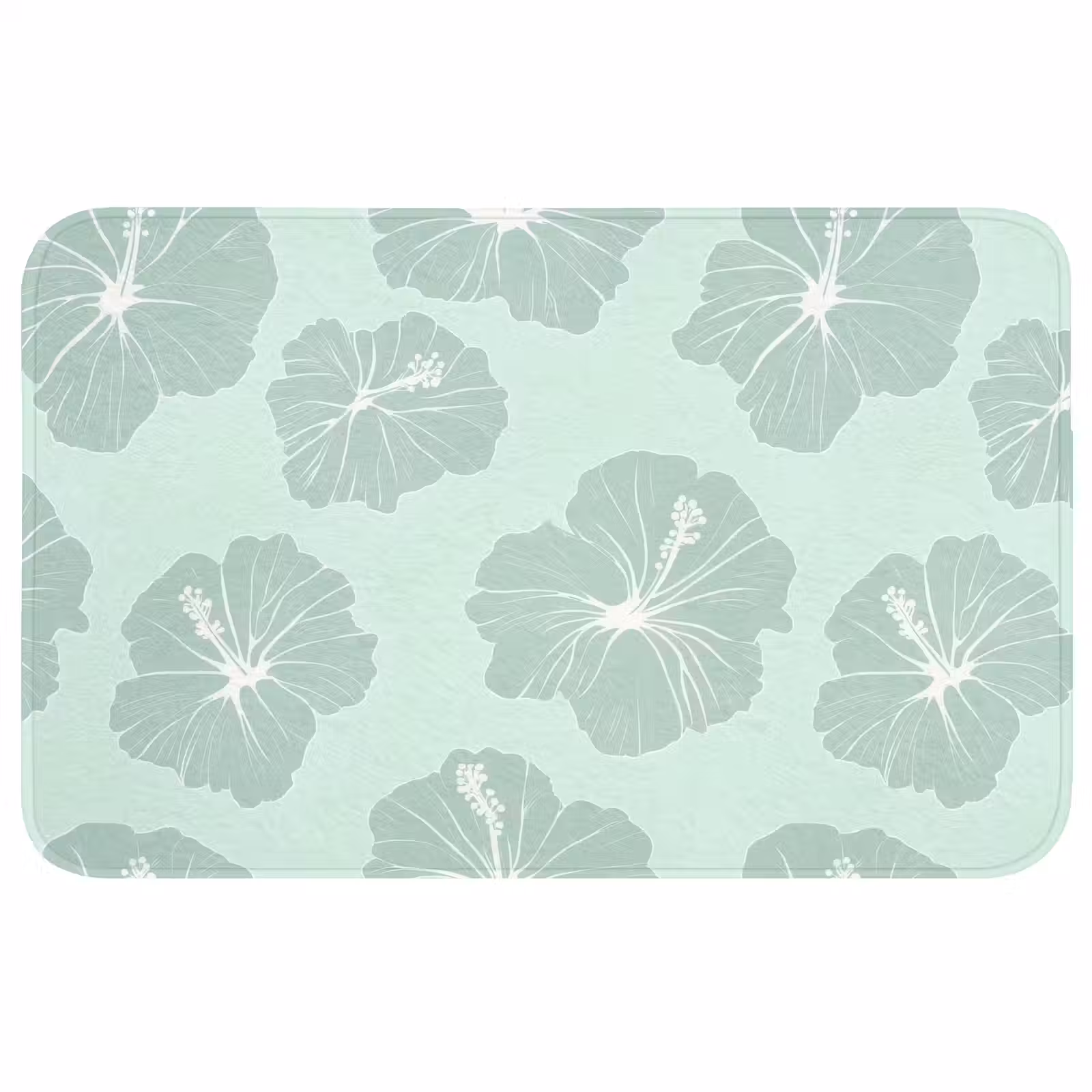 Badmat - Bloemen - Hibiscus - Mint — 1