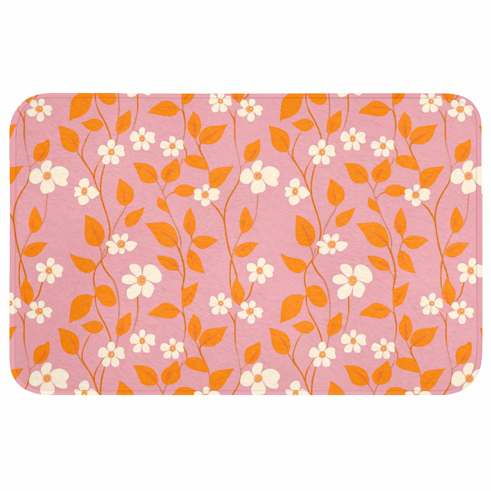 Badmat - Bloemen - Patroon - Oranje — 1