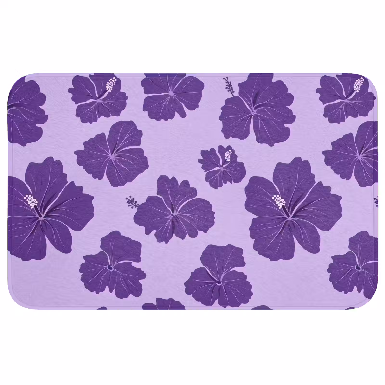 Badmat - Hibiscus - Bloemen - Paars — 1