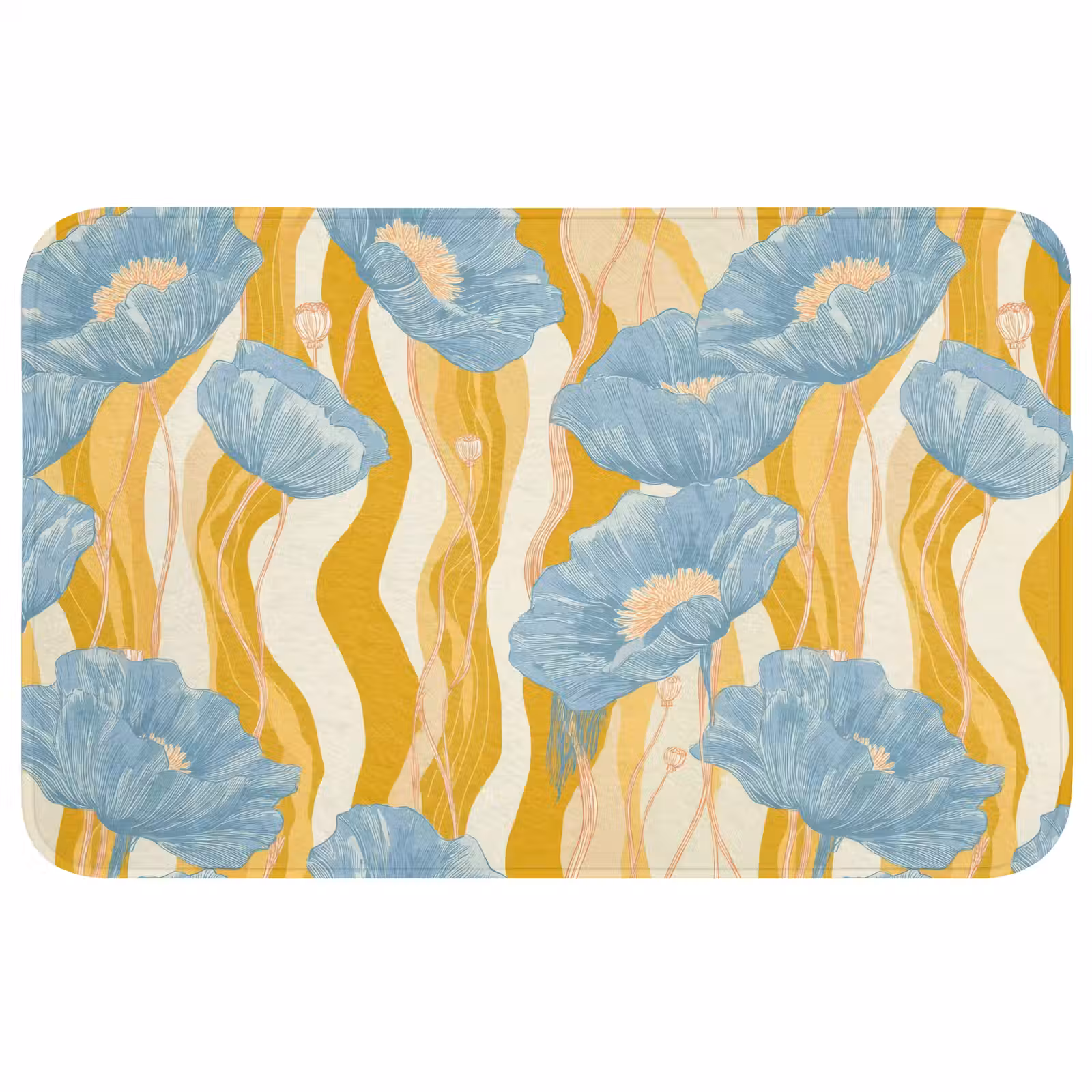 Badmat - Papavers - Botanisch - Blauw — 1