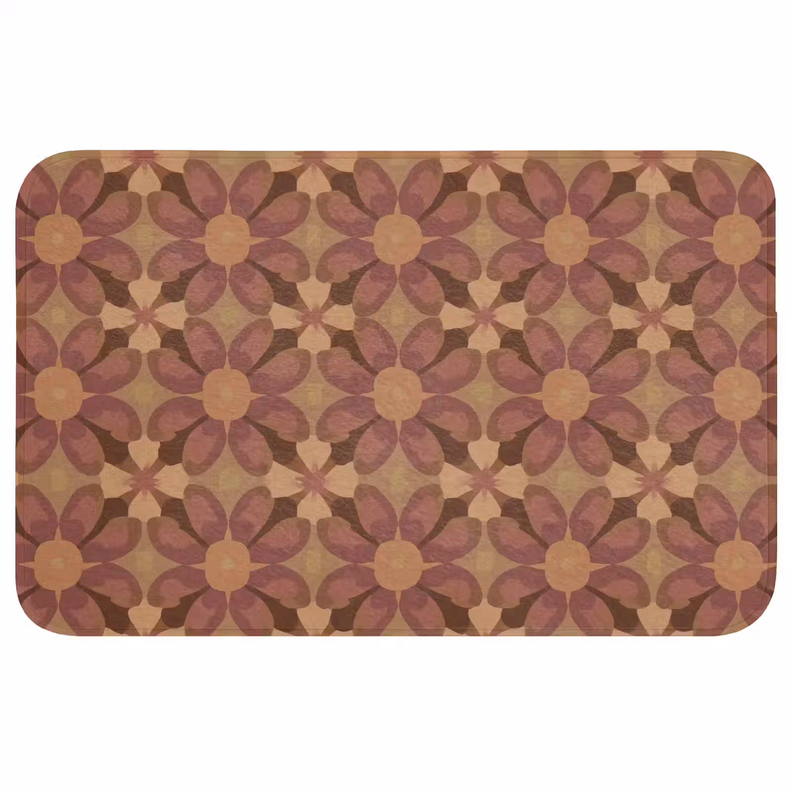 Badmat - Retro - Bloemen - Bruin — 1