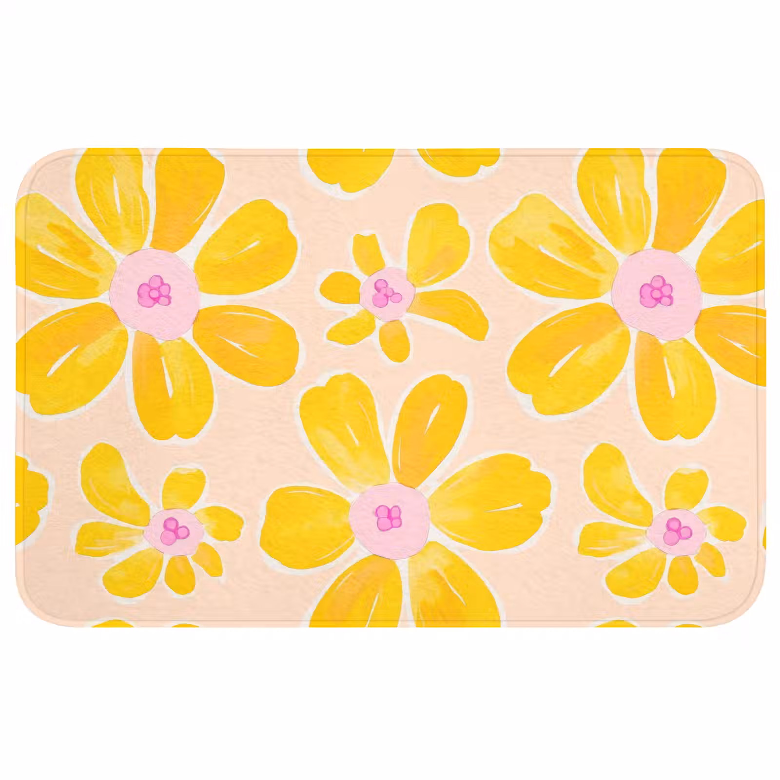 Badmat - Zomers - Bloemen - Geel — 1