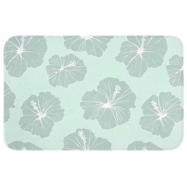 Badmat - Bloemen - Hibiscus - Mint — 1