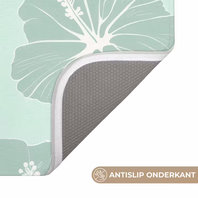 Badmat - Bloemen - Hibiscus - Mint — 3