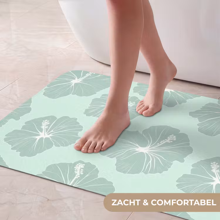 Badmat - Bloemen - Hibiscus - Mint — 5