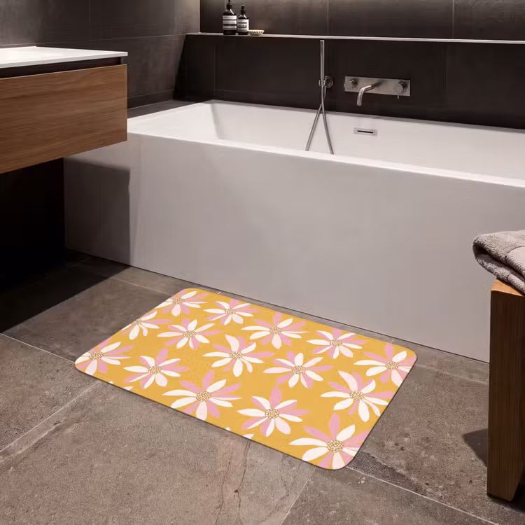 Badmat - Bloemen - Modern - Geel — 4