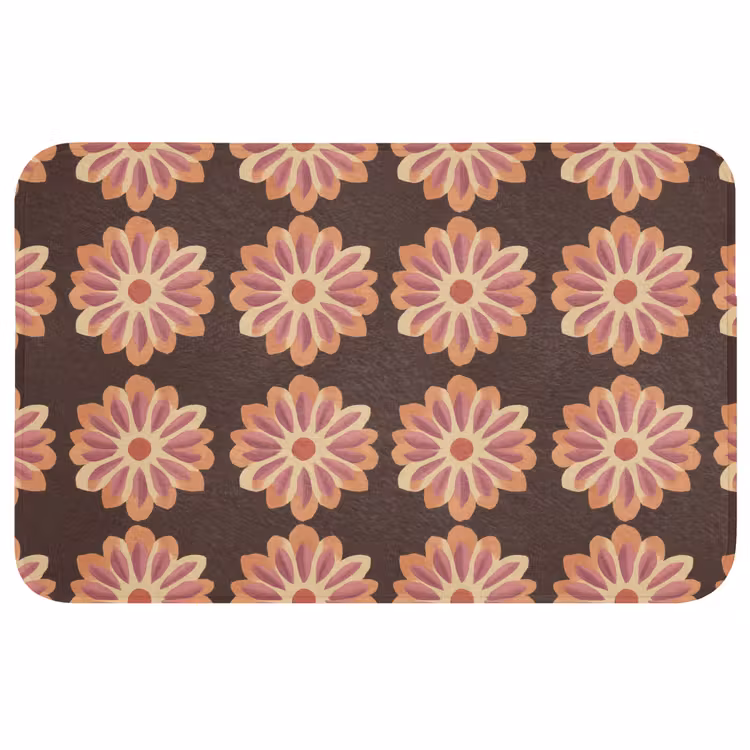 Badmat - Bloemen - Patroon - Bruin — 1