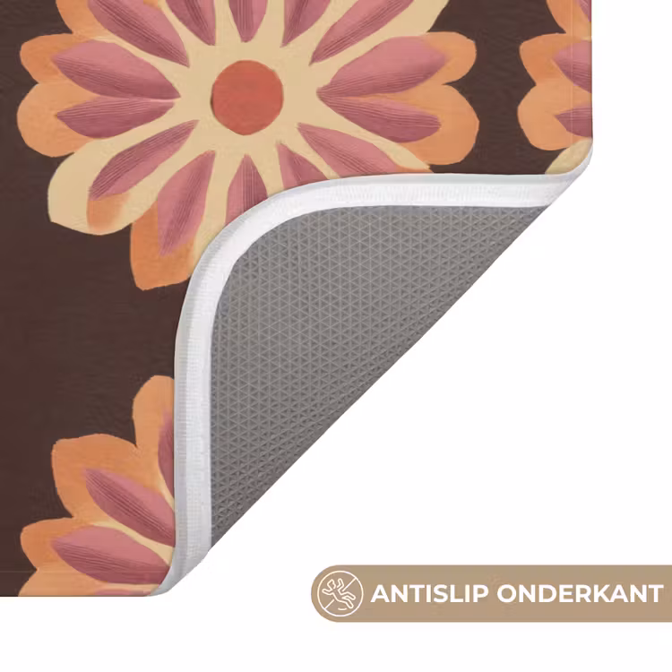 Badmat - Bloemen - Patroon - Bruin — 3