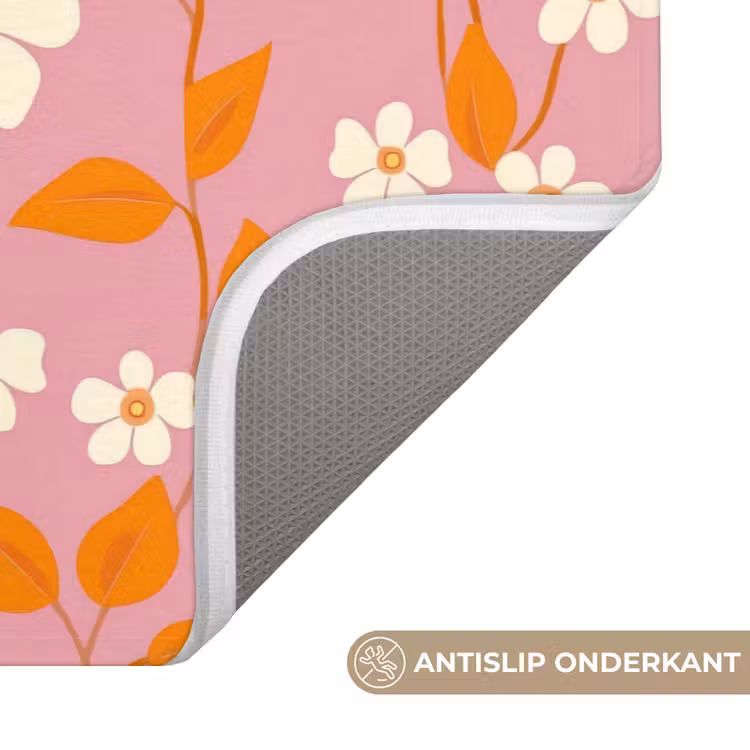 Badmat - Bloemen - Patroon - Oranje — 3