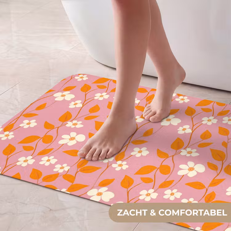Badmat - Bloemen - Patroon - Oranje — 5