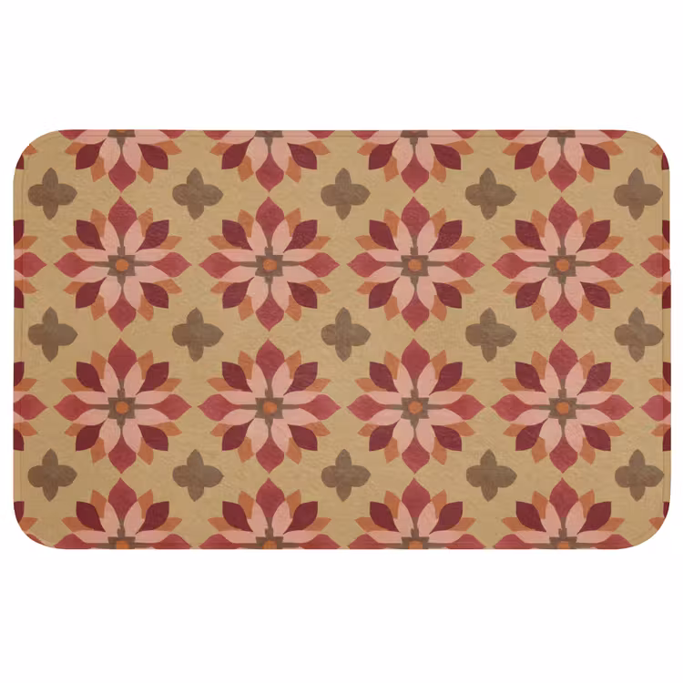 Badmat - Bloemen - Retro - Groen — 1