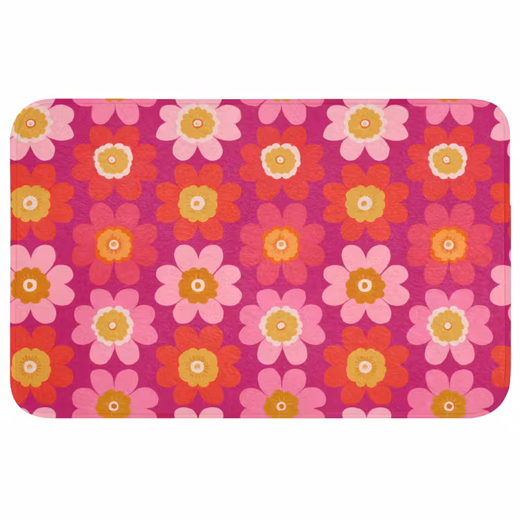 Badmat - Bloemen - Retro - Kleurrijk — 1