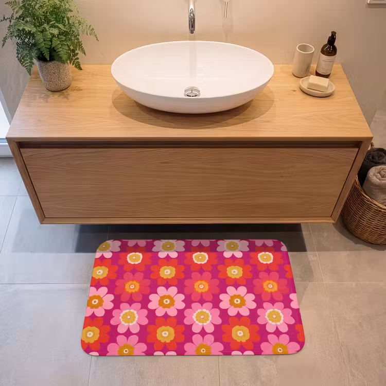 Badmat - Bloemen - Retro - Kleurrijk — 2
