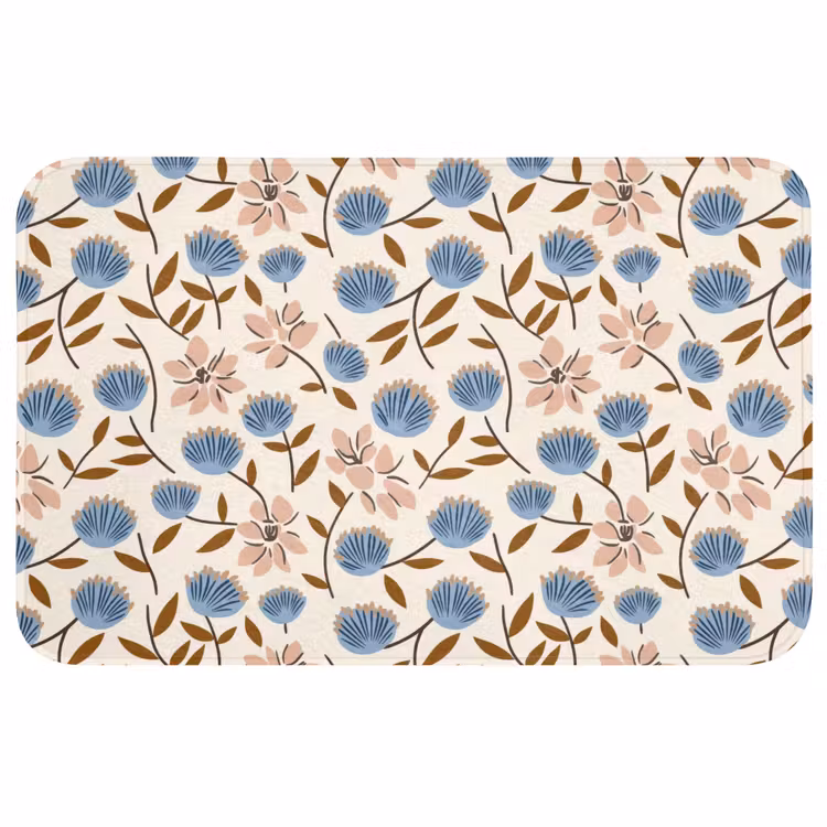 Badmat - Bloemen - Wild - Blauw — 1