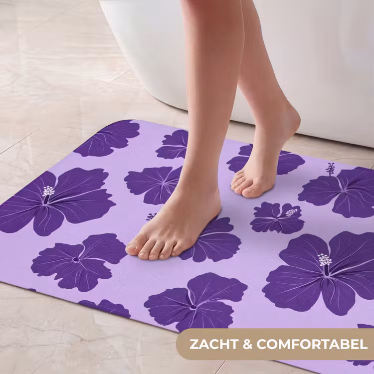 Badmat - Hibiscus - Bloemen - Paars — 5