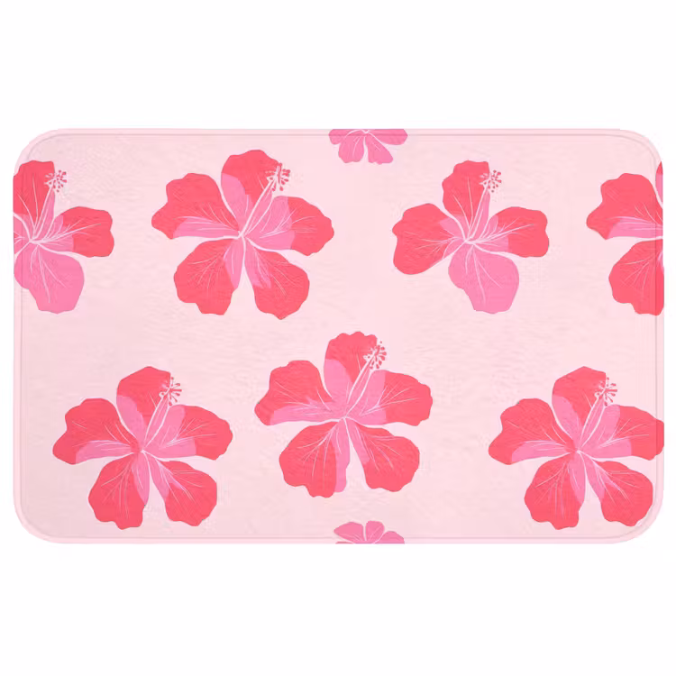 Badmat - Hibiscus - Bloemen - Roze — 1