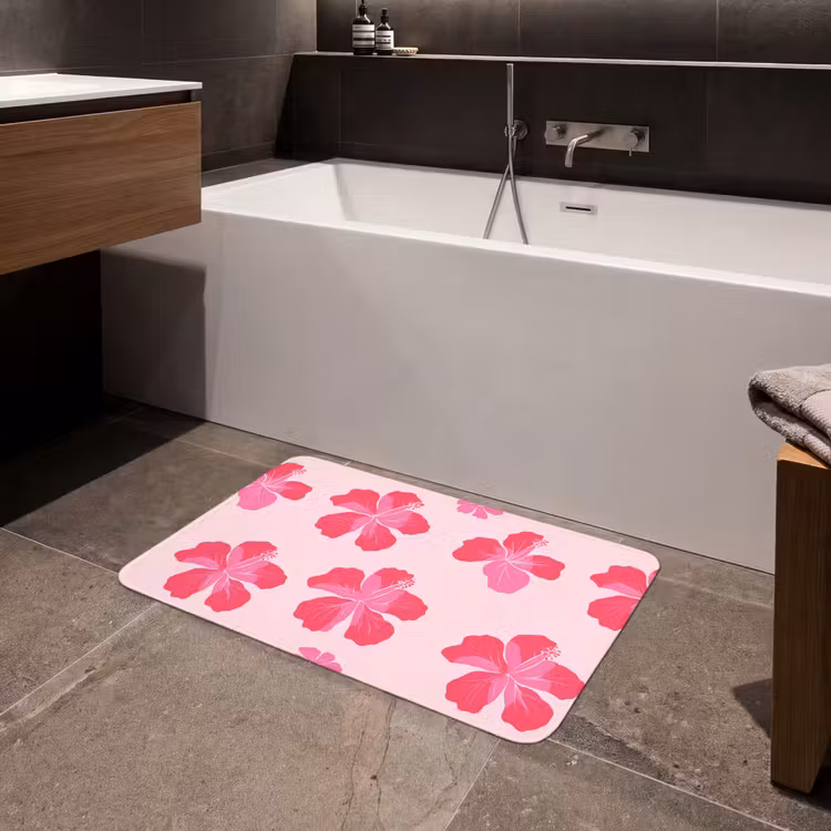 Badmat - Hibiscus - Bloemen - Roze — 4
