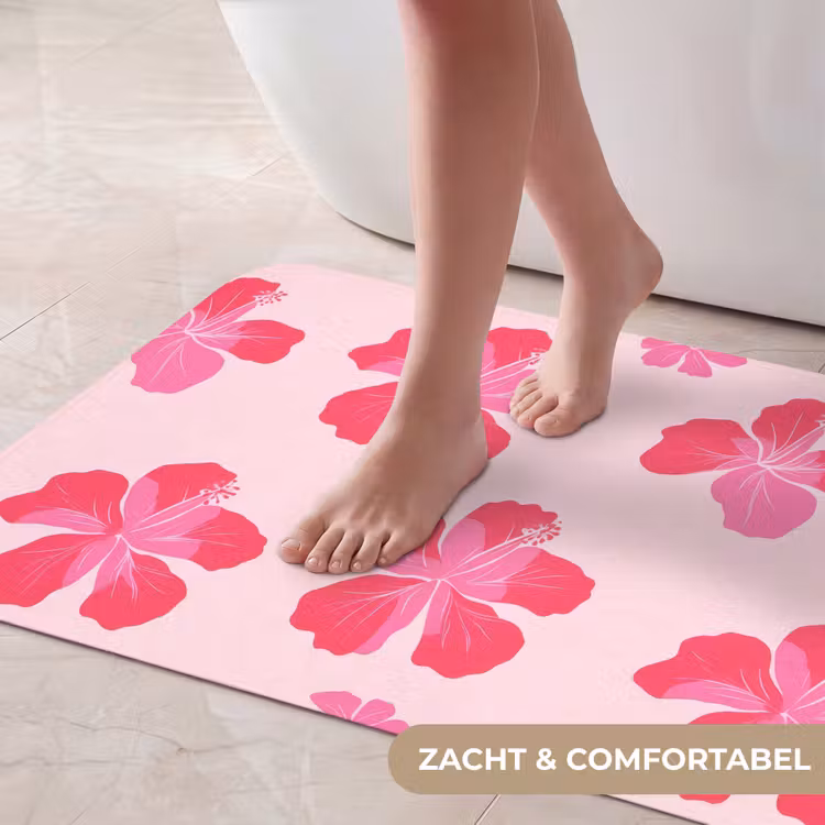 Badmat - Hibiscus - Bloemen - Roze — 5