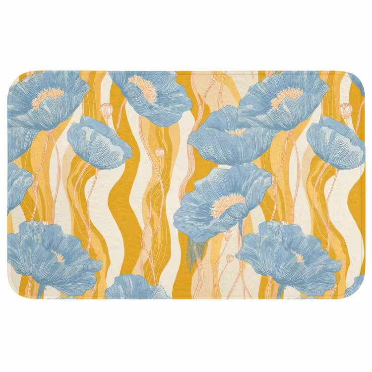 Badmat - Papavers - Botanisch - Blauw — 1