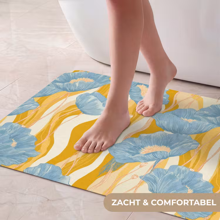 Badmat - Papavers - Botanisch - Blauw — 5