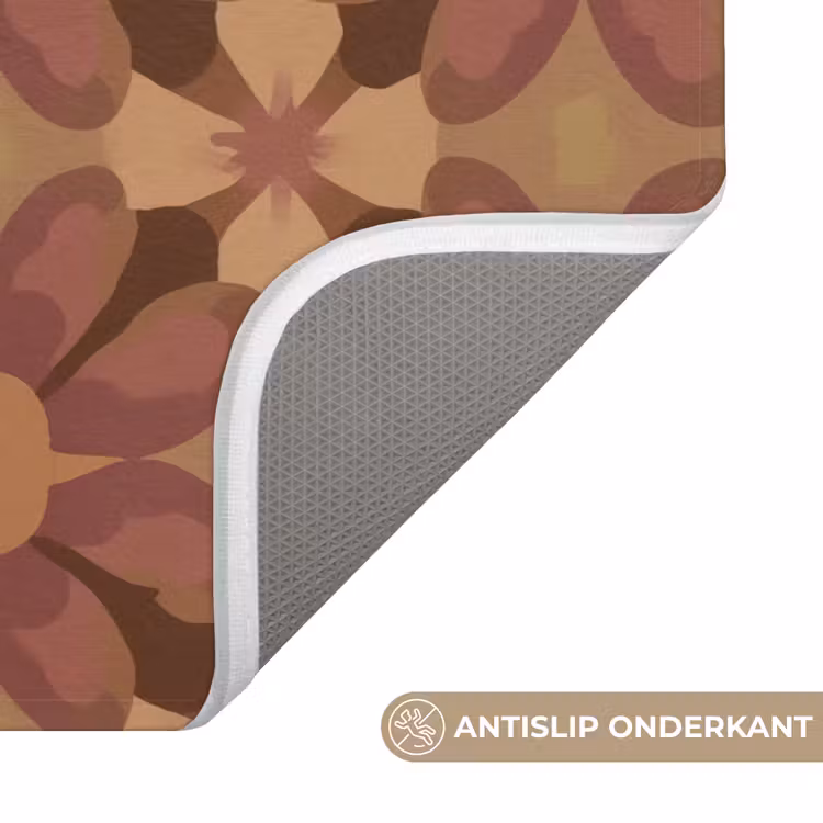 Badmat - Retro - Bloemen - Bruin — 3