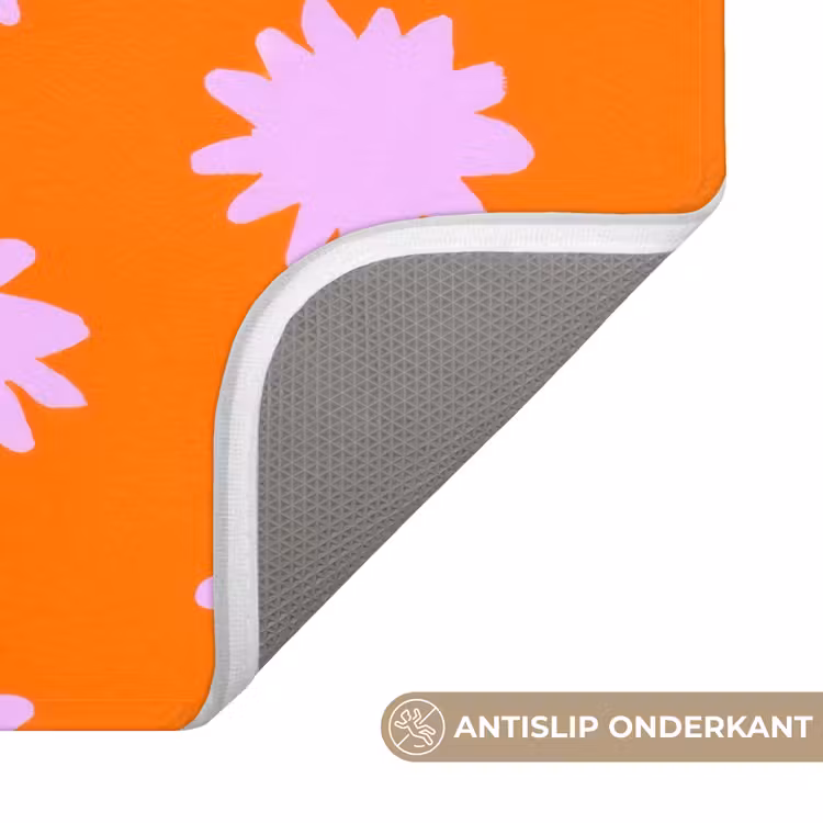Badmat - Retro - Bloemen - Oranje — 3