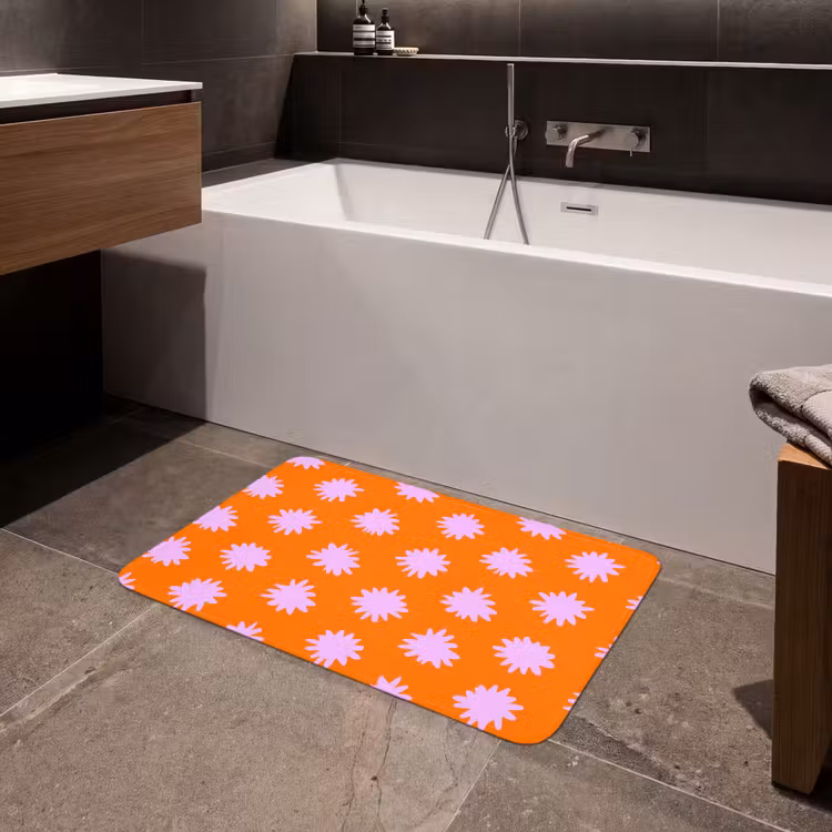 Badmat - Retro - Bloemen - Oranje — 4