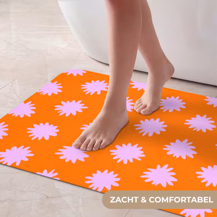 Badmat - Retro - Bloemen - Oranje — 5