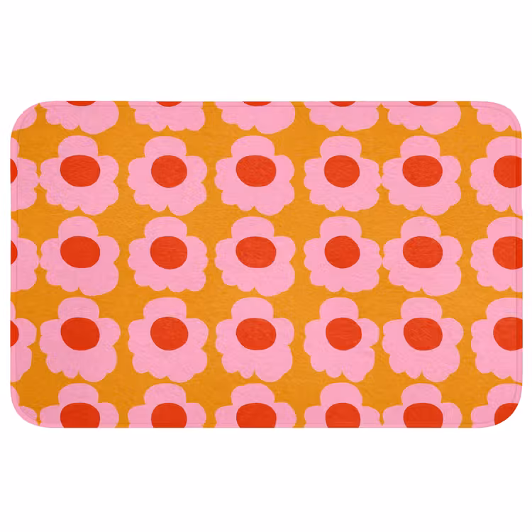 Badmat - Retro - Bloemen - Roze — 1