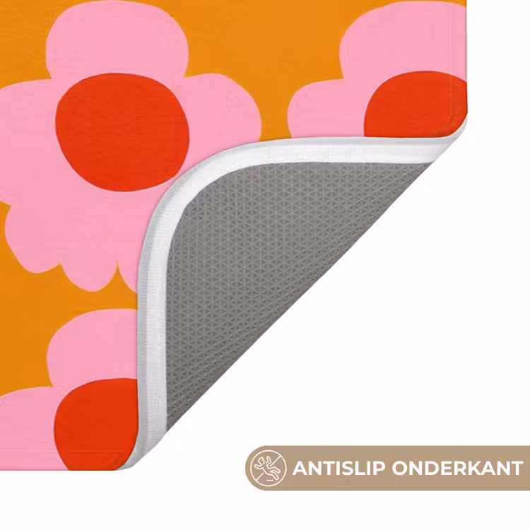 Badmat - Retro - Bloemen - Roze — 3