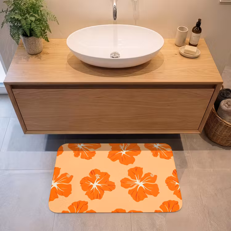 Badmat - Tropisch - Hibiscus - Oranje — 2