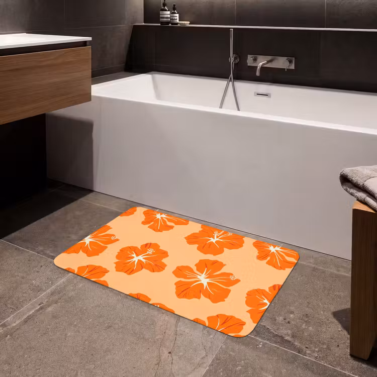 Badmat - Tropisch - Hibiscus - Oranje — 4