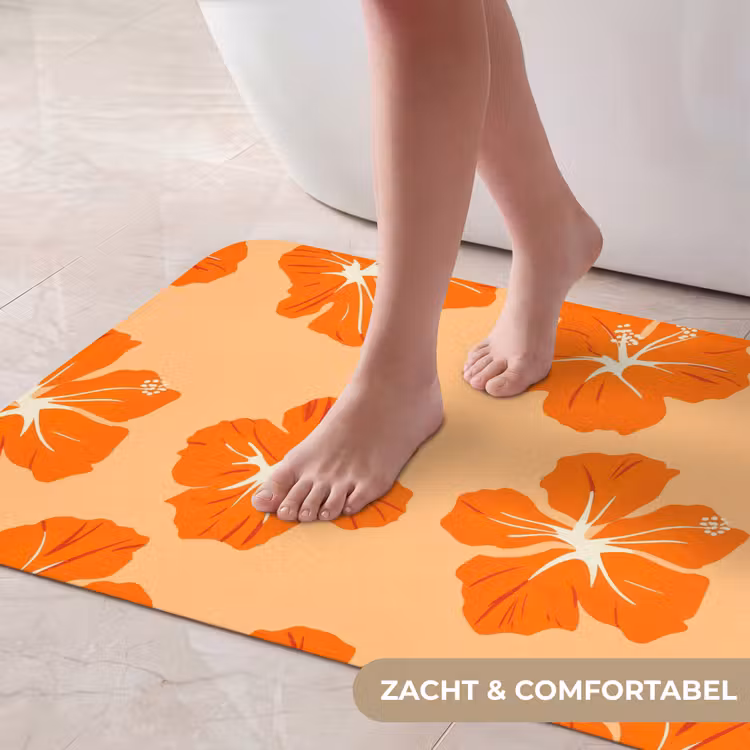 Badmat - Tropisch - Hibiscus - Oranje — 5