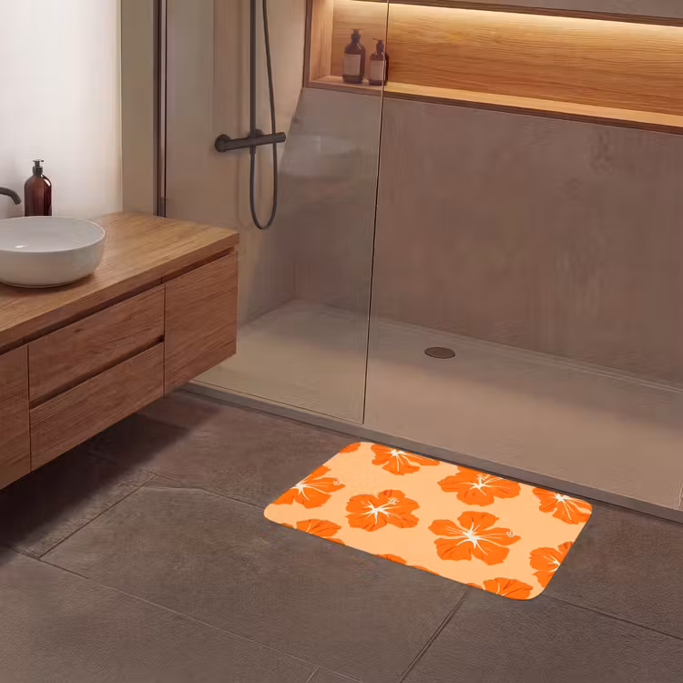 Badmat - Tropisch - Hibiscus - Oranje — 6