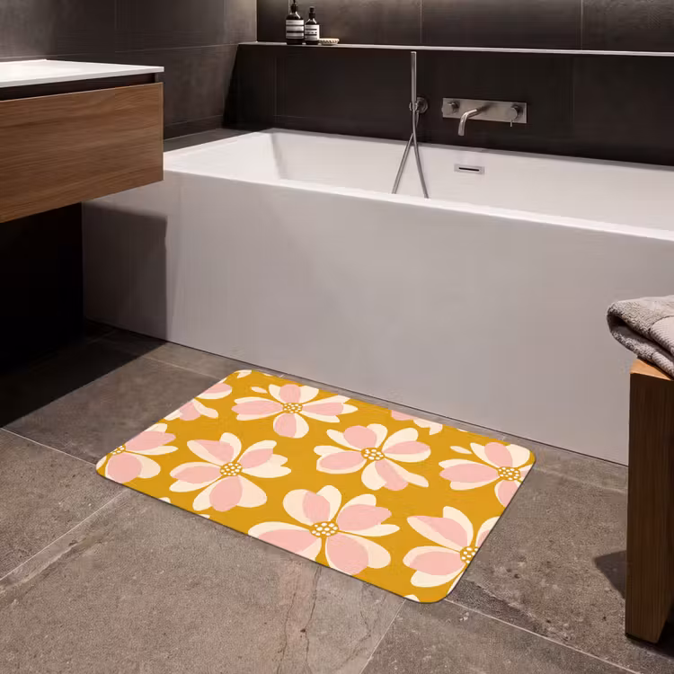 Badmat - Vintage - Bloemen - Okergeel — 4