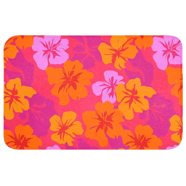 Badmat - Zomers - Hibiscus - Kleurrijk — 1